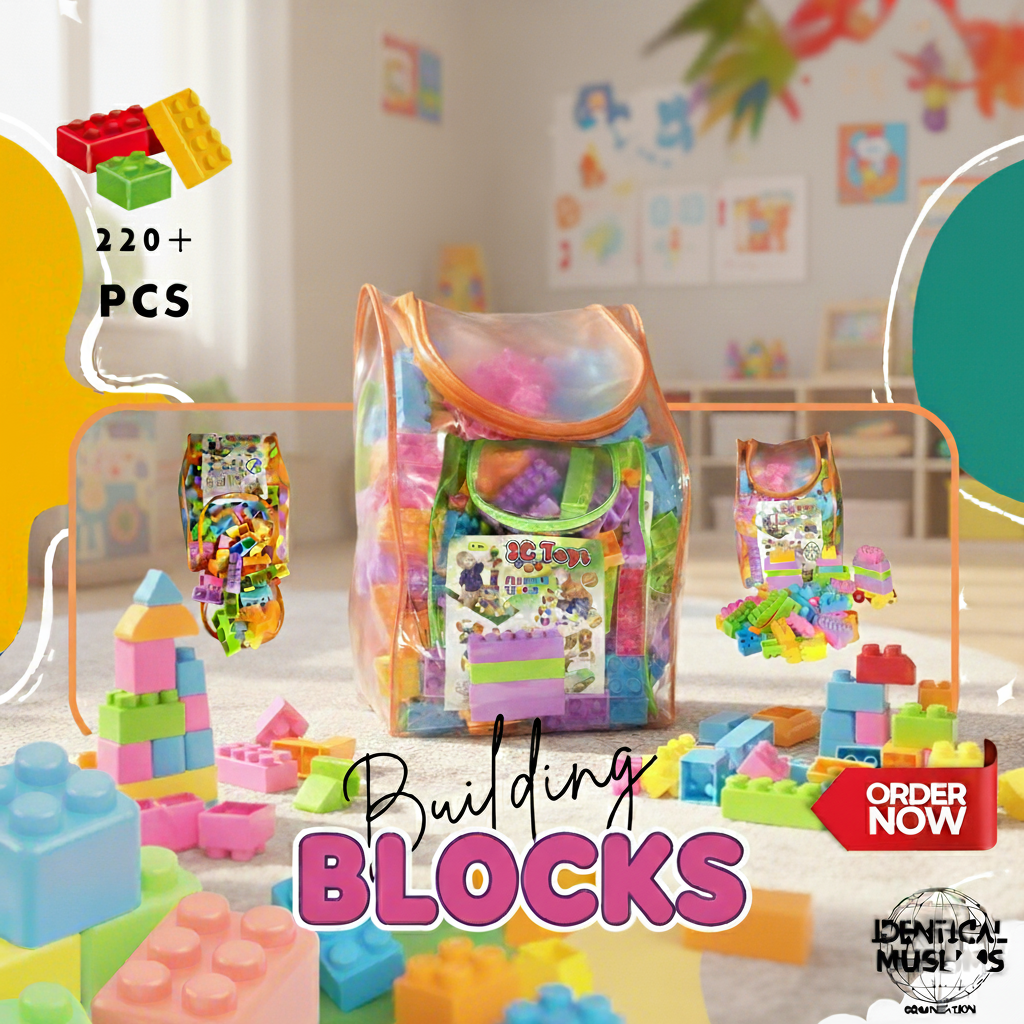 220+ Pieces Building Blocks Set for Kids | Educational Toy Pakistan | Educational Construction Toy | Non-Toxic Plastic | Brain-Boosting STEM Activity | Colorful & Creative Bricks | DIY Learning Set | Best Gift for Boys & Girls | Fun & Interactive Play