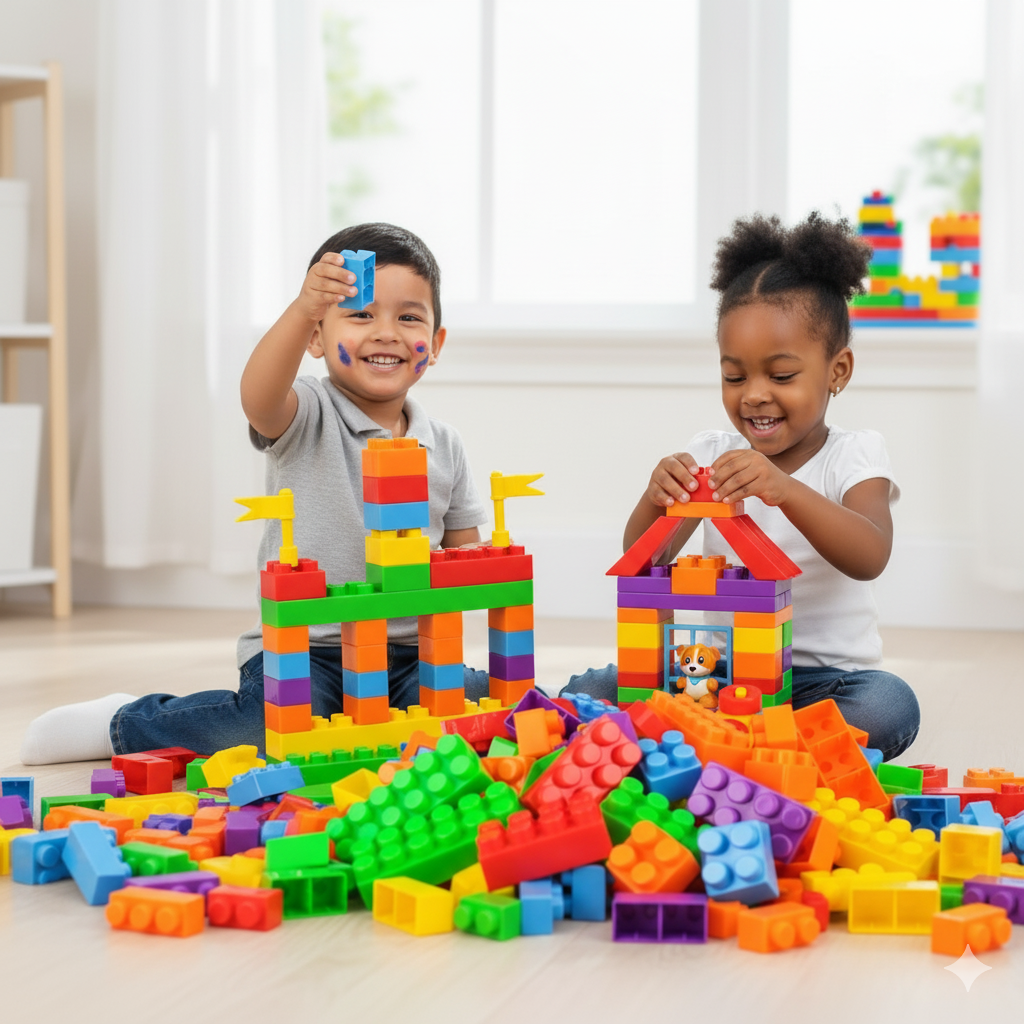 45-Pcs Pieces Learning Blocks for Kids – Colorful Bricks – Non-Toxic & Safe Material – Improves Creativity & Motor Skills – DIY Construction Toy – STEM Educational Game – Best Gift for Toddlers & Preschoolers