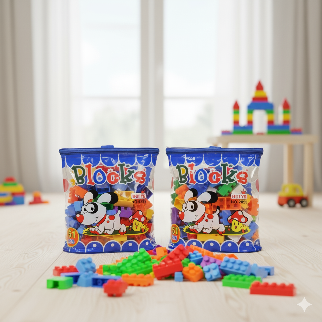 45-Pcs Pieces Learning Blocks for Kids – Colorful Bricks – Non-Toxic & Safe Material – Improves Creativity & Motor Skills – DIY Construction Toy – STEM Educational Game – Best Gift for Toddlers & Preschoolers