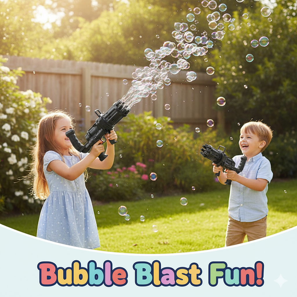 8-Hole Bubble Gun Machine – High-Performance Bubble Blower for Kids | Rechargeable Bubble Maker with Bubble Refill for Indoor & Outdoor Play