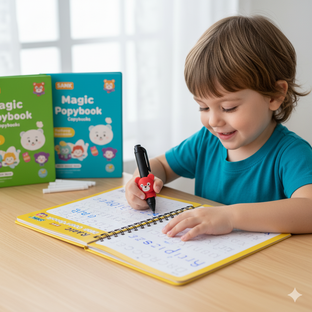 Sank Magic Practice Copybook for Kids – Reusable Writing Book with Refill Pencils – Alphabet, Math, Drawing & Numbers – Early Learning for Preschool & Kindergarten